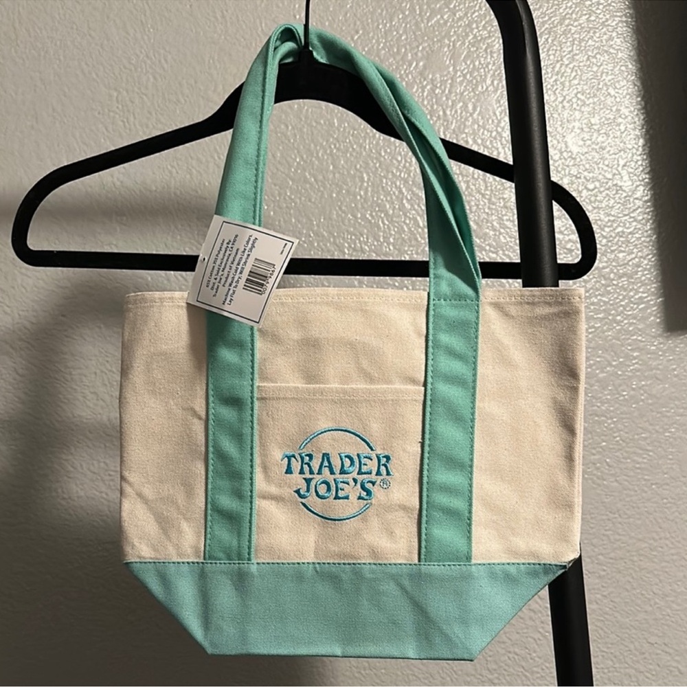 NWT Trader Joe’s teal/green mini Canvas tote bag